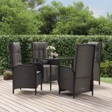 The Living Store Tuinset - Verstelbare Tuinstoel - 6 Persoons - Rotan - Zwart