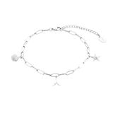 s.Oliver Fußkette 925 Sterling Silber Damen Sommerschmuck, 22+5 cm, Silber, Münze, Kommt in Schmuck Geschenk Box