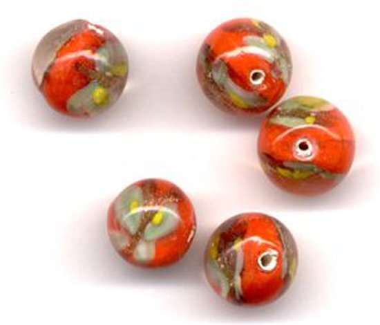 Top-Hobby 30 Stuks Hand-made Jewelry Beads - Oranje en Wit Design