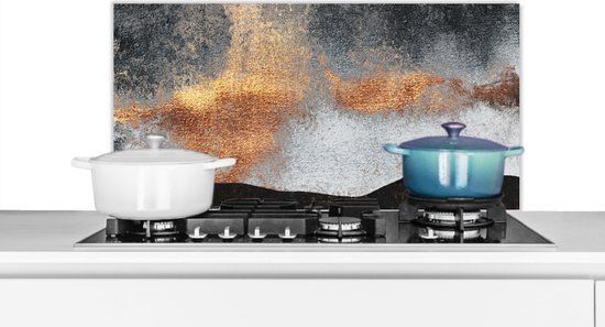 KitchenYeah Spatscherm keuken - Goud - Abstract - 80x40 cm - Aluminium