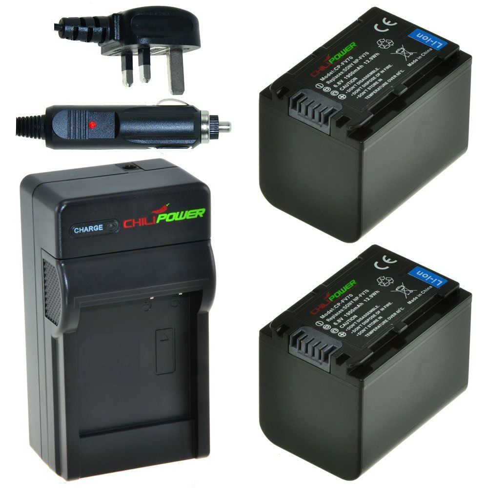 ChiliPower 2 x NP-FV70 accu's voor Sony - Charger Kit + car-charger - UK version
