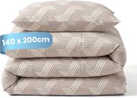 Slaapspeciaal Essential Print Geo Taupe - Dekbed zonder Overtrek - Wasbaar Dekbed - Hoesloos Dekbed - All Year Dekbed - 2 in 1 Dekbed - Incl. 1 Kussensloop - 140x200 cm