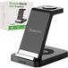 iSetchi Chargeur sans fil 3-en-1 15 W – Station de charge Qi avec charge rapide – Compatible avec smartphone, smartwatch et écouteurs sans fil – Noir