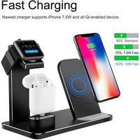 Moonmini Apple 3-in-1 Wireless Charging Stand for Apple Watch, AirPods, and iPhone - Black