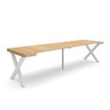 Skraut Home Uittrekbare Consoletafel Eettafel 300 cm voor 14 personen poten massief hout moderne stijl eiken