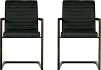 WOOOD Bas Eetkamerstoel - Pu - Antraciet - Set van 2