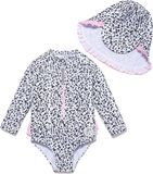 Haute pression Badpak voor Baby Meisje Eén Stuk UPF 50+ UV Rashguard met Rits patroon in zwart-witte stippen Maat 86 - 92 cm (18-24 M)