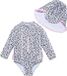 Haute pression Badpak voor Baby Meisje Eén Stuk UPF 50+ UV Rashguard met Rits patroon in zwart-witte stippen Maat 86 - 92 cm (18-24 M)