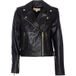 Michael Kors Veste de motard en cuir noir pour femme (M)
