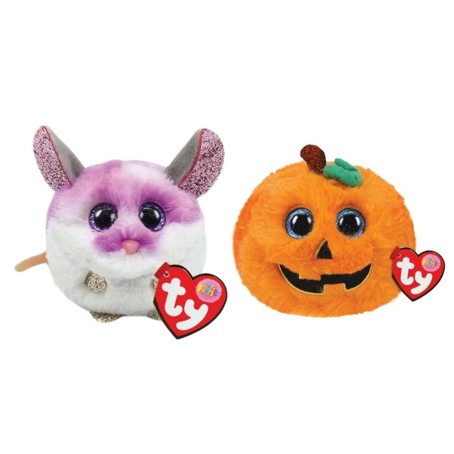 TY - Knuffel - Teeny Puffies - Colby Mouse & Halloween Pumpkin - Meerkleurig