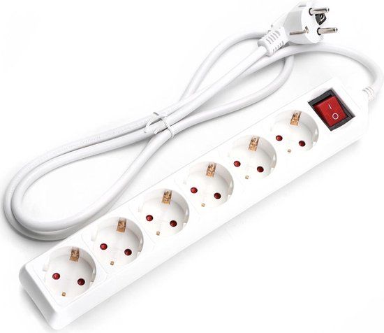 BES LED Stekkerdoos met Schakelaar - 6 Stopcontacten - 1.5 Meter - Wit