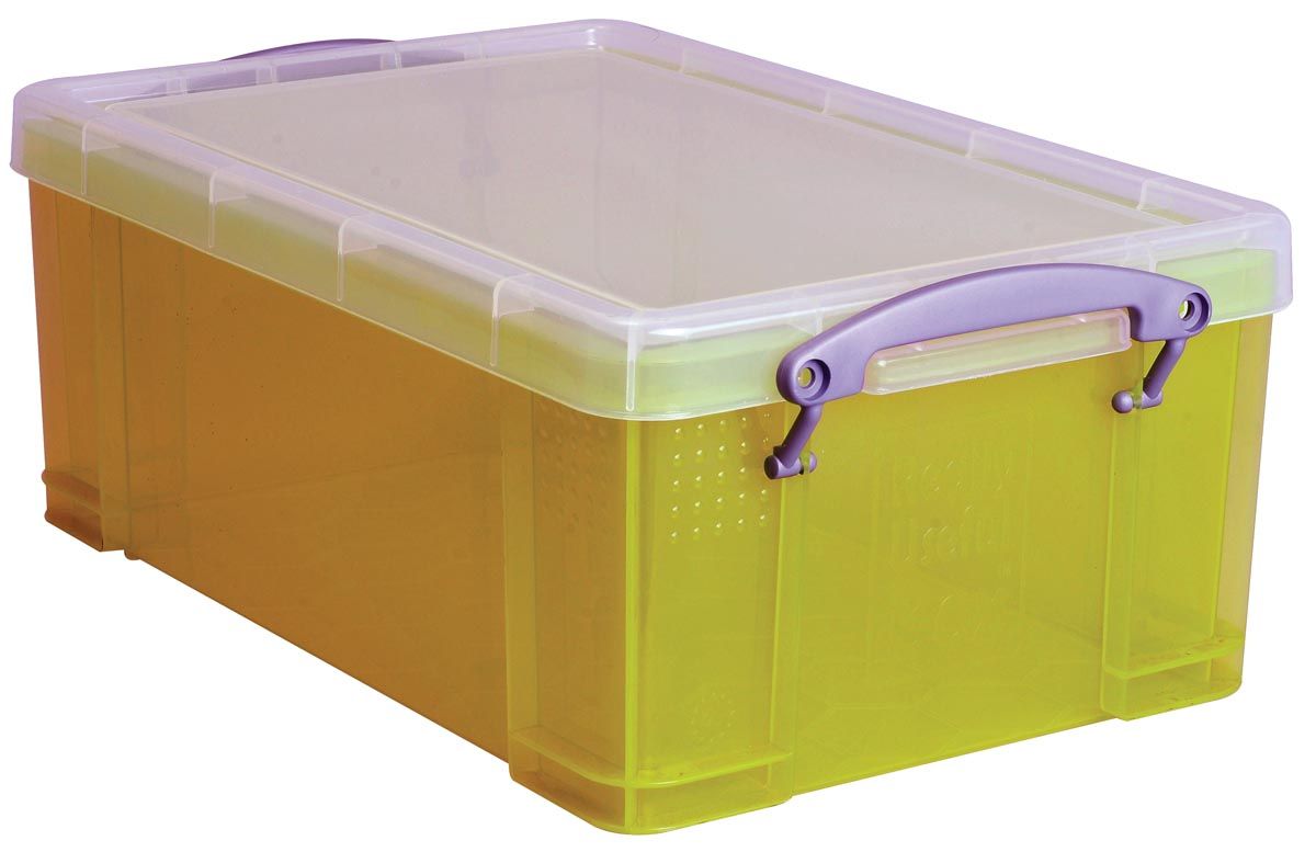 Really Useful Box 9 liter transparant geel