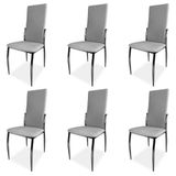 Somnia Descanso - Set van 6 gestoffeerde stoelen voor woonkamer, eetkamer, marengo afwerking en verchroomde poten, model LYA, afmetingen: 43 cm (breedte) x 48 cm (diepte) x 99,5 cm (hoogte)