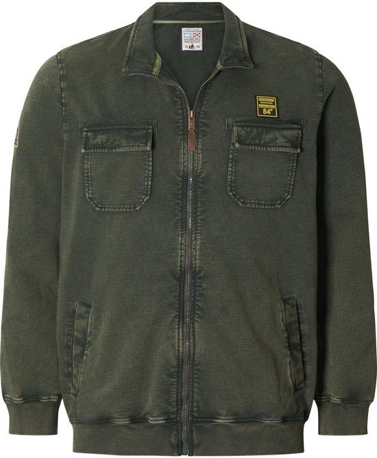 Jan Vanderstorm herren Sweatvest - 80/82 - olijf - Plus Size
