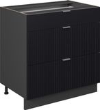 Vicco Fame-Line Meuble bas de cuisine – 80 cm avec 3 tiroirs, sans plan de travail Noir rayé