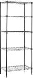 Amazon Basics Opbergunit, smal, 5 planken, planken en poten verstelbaar in hoogte, zwart, 60,1 x 35,6 x 152,4 cm, geen wieltjes