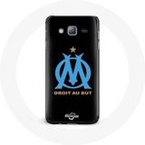 Maniacase Samsung Galaxy J7 Hoesje Olympique de Marseille Logo Zwarte Achtergrond
