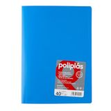 Grafoplas Ordner met kunststof hoezen, 40 transparante hoezen, folio, hemelsblauw, ondoorzichtig, gemaakt in Spanje, flexibel deksel, grote capaciteit