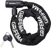 Unyqoos® GRIFEMA fietsslot voor ketting – gelegeerd stalen ketting, 7 mm, 120 cm, nylon hoes, zwart, geschikt voor fiets, motorfiets en scooter