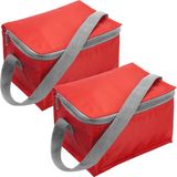 Merkloos Kleine koeltas rood - Set van 2x stuks - 3.3 liter - Polyester