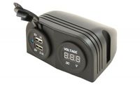 Fjord Outdoor Power Line Voltmeter + 2x USB Lader Opbouw Zwart