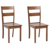 Beliani GEORGIA - Set van 2 eetkamerstoelen - Bruin - Rubberhout