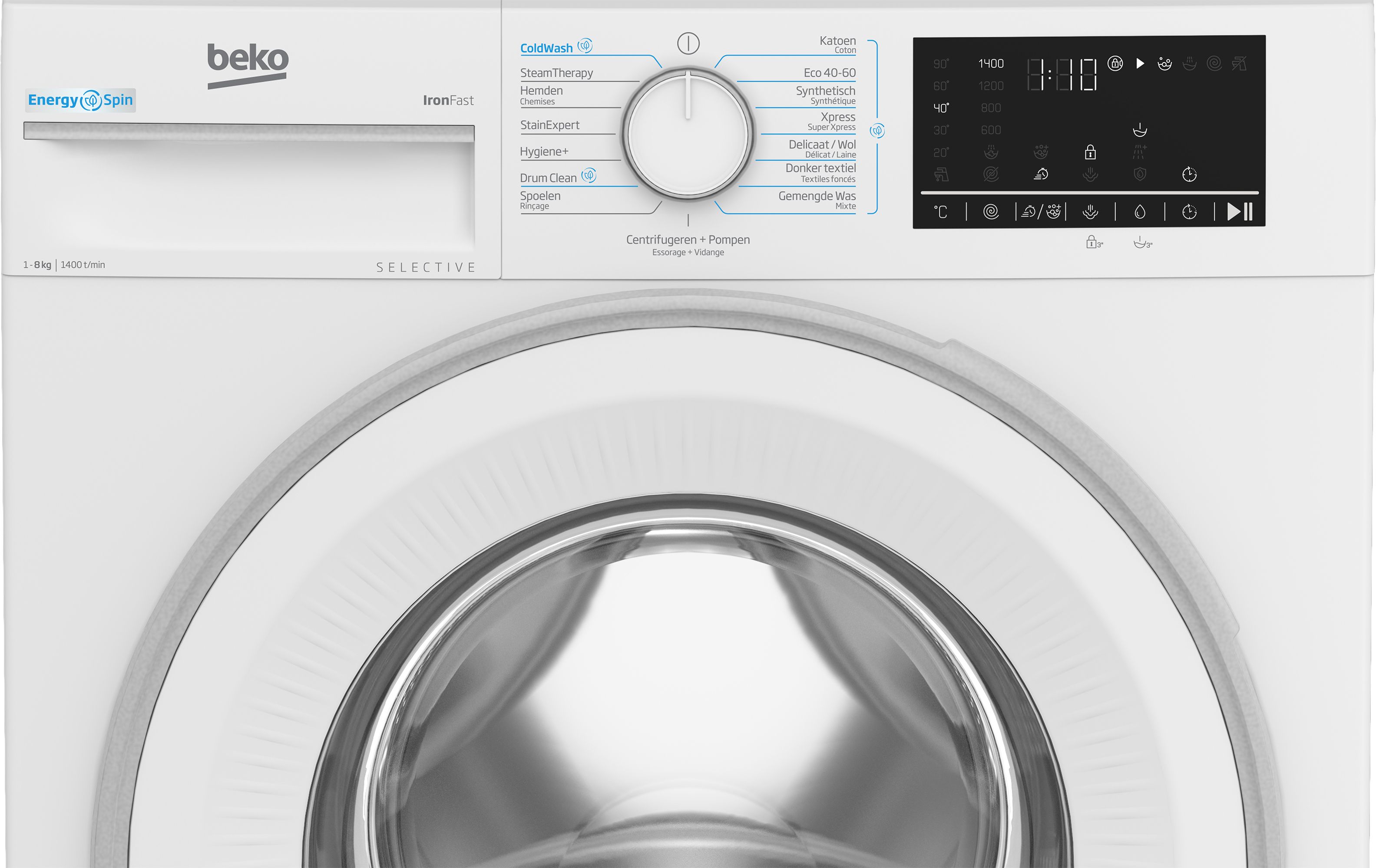 Beko B3WM4841W2 - Wasmachine - 8 kg - 1400 rpm - Wit
