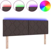 vidaXL - LED Hoofdbord - Donkerbruin - 144 cm - Stof