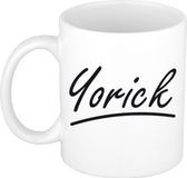 Bellatio Decorations Yorick Naam koffiemok - beker - met sierlijke letters - wit
