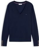 Tommy Hilfiger Dames Gebreide Trui Katoen/Polyamide Navy S