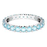 Swarovski Matrix ring, Ronde slijpvorm, Blauw, Rodium toplaag