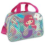 Sporttas Perletti Sporttas Kinderen met Reflecterende Details - Waterdichte Holdall Schoudertas Meisjes voor Gym Zwembad - Roze Weekendtas Plunjezak met Glitter - 28x41x21 cm (Zeemeermin)