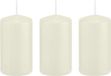 Trend Candles Bougie cylindrique/bougie tronc - 3x - blanc ivoire - 6 x 12 cm - 40 heures de combustion