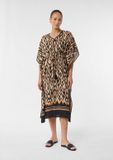 Comma s.Oliver Jurk met ceintuur, ronde hals, korte mouw, dierenprint, zwart, maat M