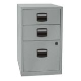 Bisley Home Bijzetkast PFA, 2 universele laden, 1 HR-lade, metaal, 355 zilver, 40 x 41,3 x 67,2 cm