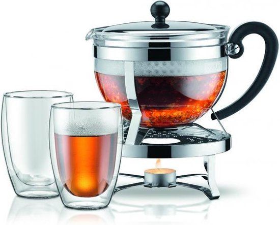 Bodum Chambord Theepot Set - 1.3 liter - 2 glazen - Transparant