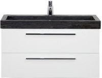 BES LED Seville Badmeubelset 100 cm - Wit Hoogglans - Wastafel Hardsteen Wit Lucca