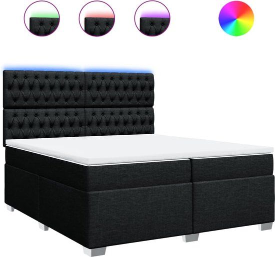vidaXL Boxspring met matras stof zwart 200x200 cm