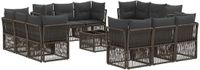 vidaXL Tuinbank - Set - 12 zitplekken - Grijs - Polyrattan