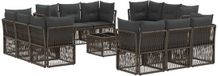 vidaXL Tuinbank - Set - 12 zitplekken - Grijs - Polyrattan
