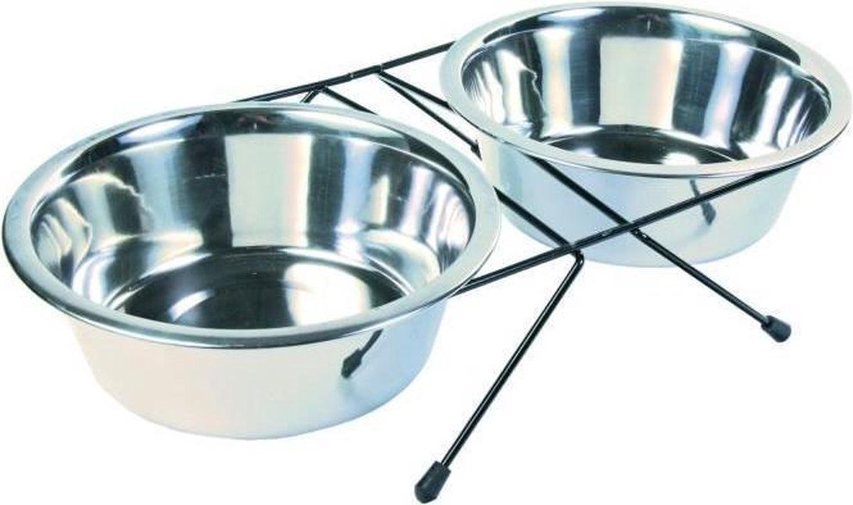 TRIXIE Voer / Waterbak Set RVS / Metaal 2 x 1,8l 4 st