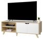 Meuble TV, 6 compartiments, adapté aux téléviseurs jusqu'à 60 pouces, naturel/blanc