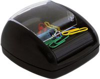 Pavo paperclipdispenser op rollen met magneten, zwart