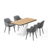 Vicco Ensemble de table à manger "Fenaro", Chêne doré/Blanc, 120x80cm | avec 4 chaises de salle à manger