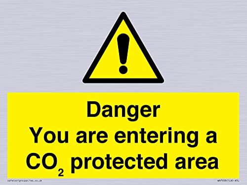 Viking Signs Gevaar dat u een CO2 beschermd gebied bord - 200x150mm - A5L