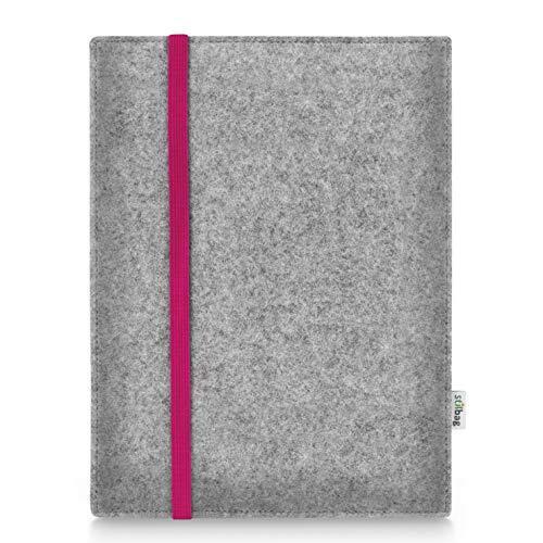 stilbag Tablet vilten tas Leon voor Samsung Galaxy Tab S8 Ultra | Etui Case van Merino wolvilt | Kleur: roze-lichtgrijs | Beschermhoes Made in Germany