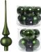 Kaemingk B.V. Ensemble complet de boules de Noël en verre vert foncé brillant/mat 33 pièces avec étoile mat