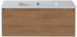 BES LED Frozen Badmeubelset 100 cm - Greeplijst in Kleur - Honey - Keramische Wastafel Wit Zonder Kraangat