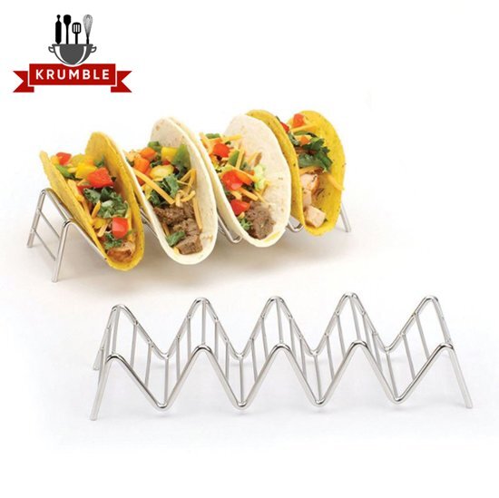 KRUMBLE Taco houder / Taco en tortilla houder voor 4 stuks / Makkelijk serveren - Chroom
