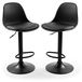 Ensemble de tabourets de bar, 2 pièces, réglable en hauteur, pivotant, noir